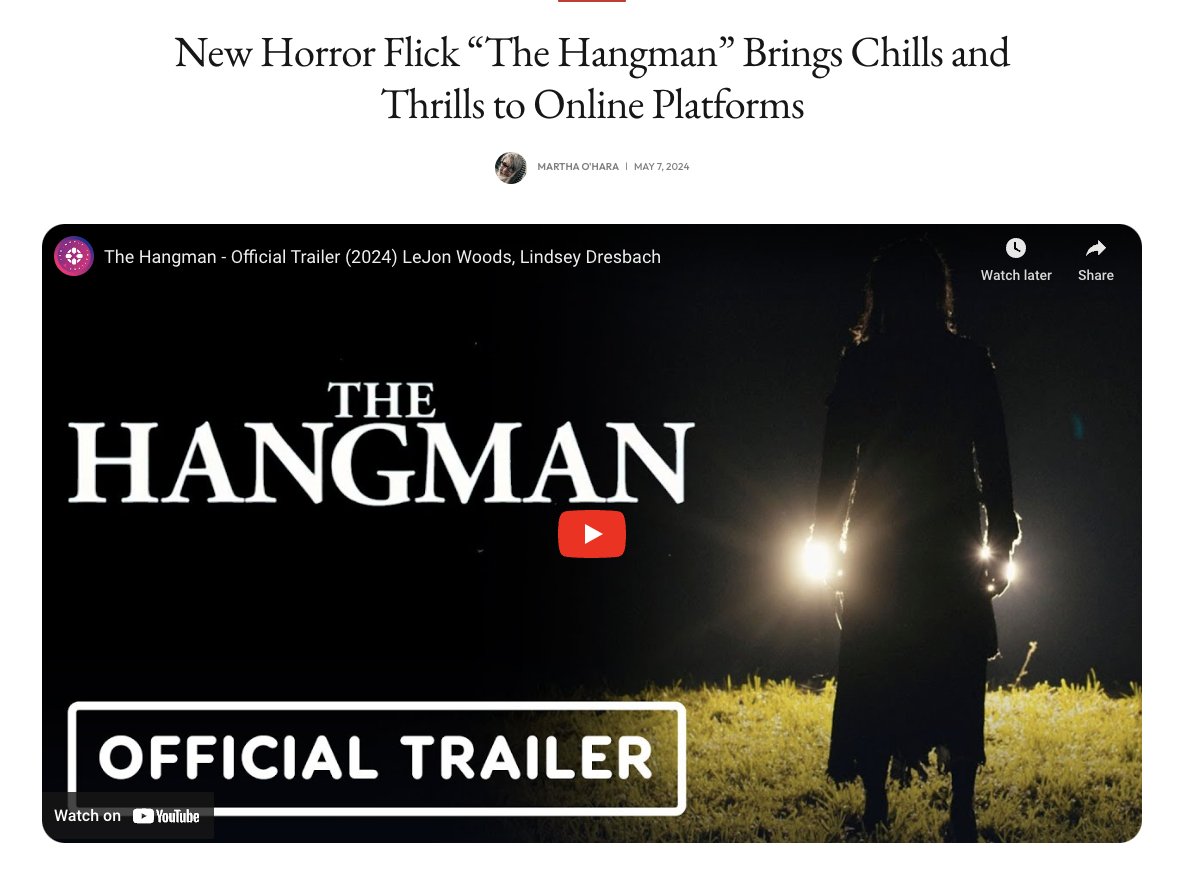 New Horror Flick “The Hangman” Brings Chills and Thrills to Online Platforms